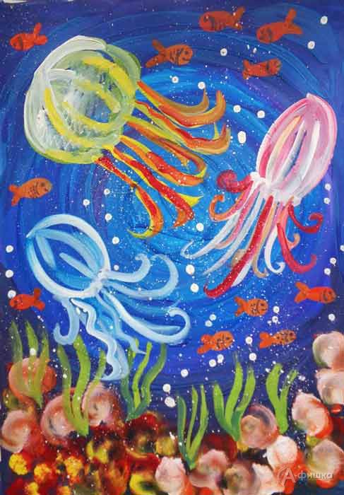 Занятие «Рисуем медузу» в изостудии клуба «Шёлковые детки»: Детская афиша Белгорода
