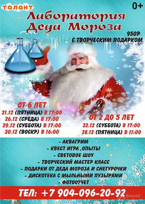 Студия творческих идей «Талант» приглашает юных жителей Белгорода отпраздновать наступление Нового 2019 года на занимательных утренниках «Лаборатория Деда Мороза»!