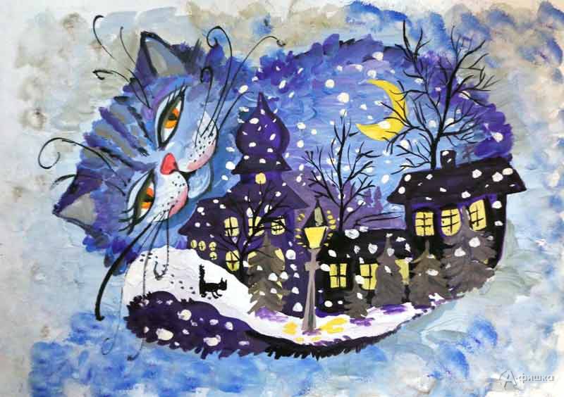 Занятие «Кошка-зима» в изостудии клуба «Шёлковые детки»: Детская афиша Белгорода
