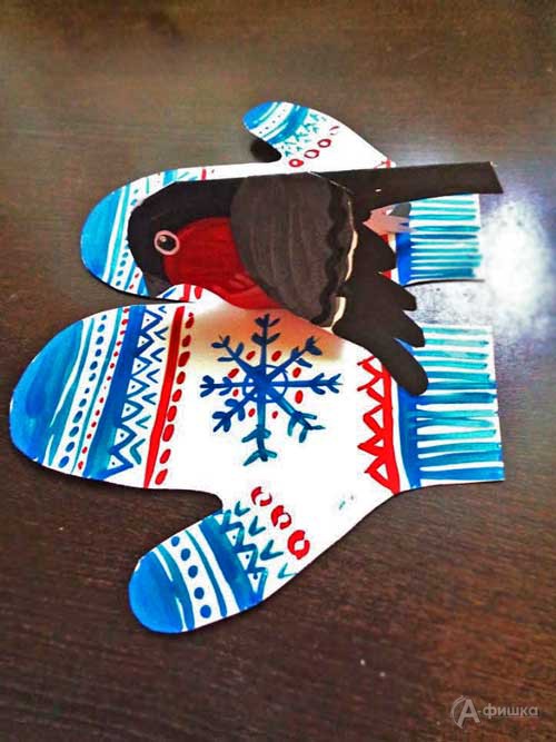 Занятие «Снегирь на рукавичках» в изостудии клуба «Шёлковые детки»: Детская афиша Белгорода