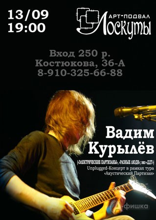 Концерт Вадима Курылёва в Белгороде в рамках тура «Электрический партизан»