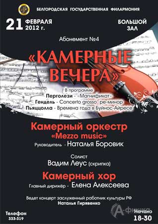 Филармония в Белгороде: концерт музыки для альта с камерным оркестром в абонементе «Камерные вечера»