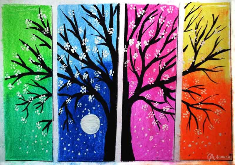 Занятие «Цветущее дерево» в изостудии клуба «Шёлковые детки»: Детская афиша Белгорода