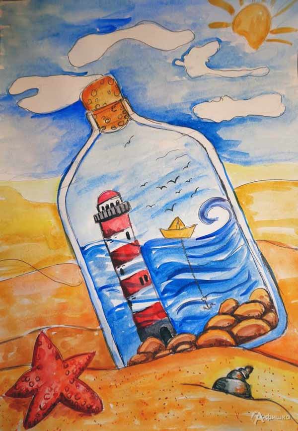 Занятие «Море в бутылке» в изостудии клуба «Шёлковые детки»: Детская афиша Белгорода