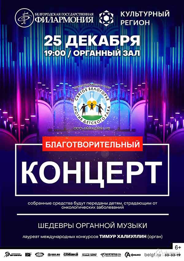 Благотворительный вечер «Шедевры органной музыки»: Афиша филармонии в Белгороде