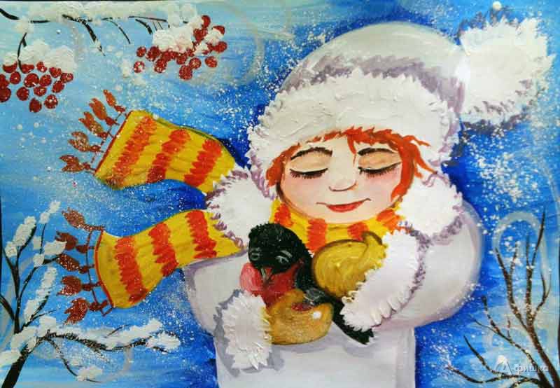Занятие «Девочка со снегирем» в изостудии клуба «Шёлковые детки»: Детская афиша Белгорода