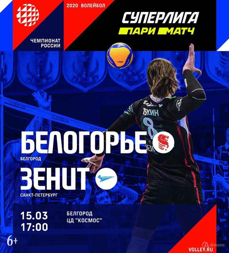 «Белогорье» – «Зенит» (СПб) 15 марта: Афиша волейбола в Белгороде
