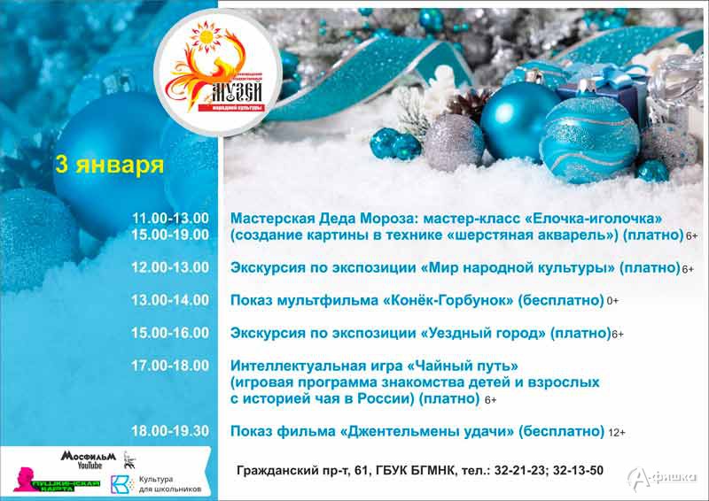 Мероприятия 3 января праздничного марафона «Новый год в музее»: Не пропусти в Белгороде