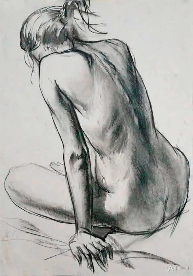 Владимир Кузько &laquo;Сидящая модель&raquo;, бумага, уголь.