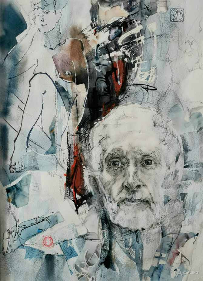 Ольга Попова &laquo;Художник Борис Грошенко&raquo;, бумага, акварель, резерв, рейсфедер, карандаш, стеклограф, аппликация.