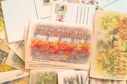 Акварельные рисунки в формате почтовых открыток на выставке Алексея Марковича