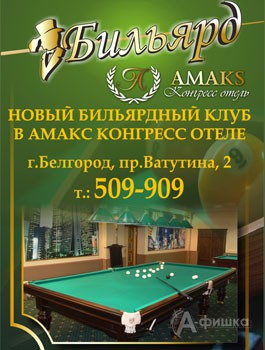 Бильярдный клуб АМАКС Конгресс отеля в Белгороде