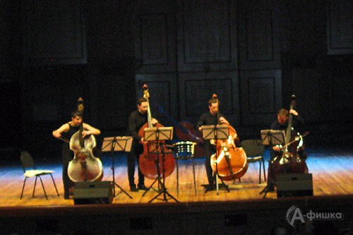 На сцене Большого зала Белгородской филармонии — квартет «Quattro Bass»